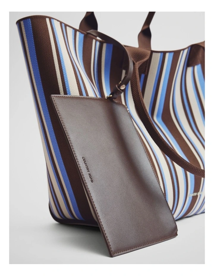 Stripe Knit Shopper in Blue Multi image 3