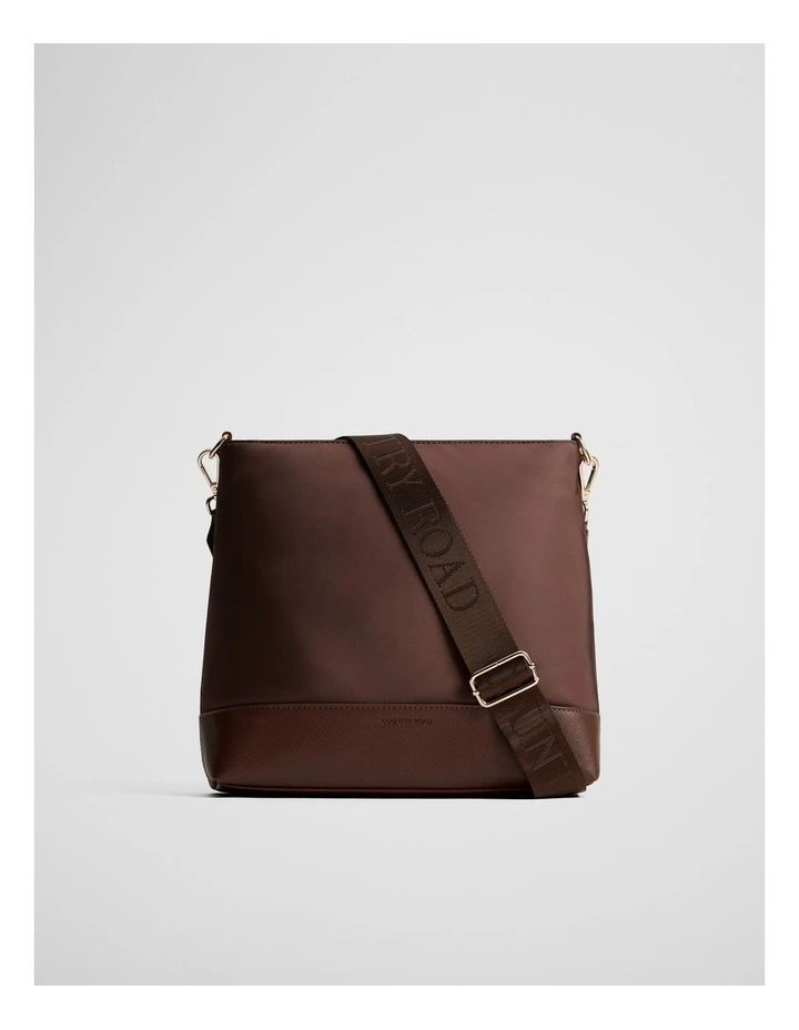 Soft Top Zip Crossbody Bag in Mocha image 1