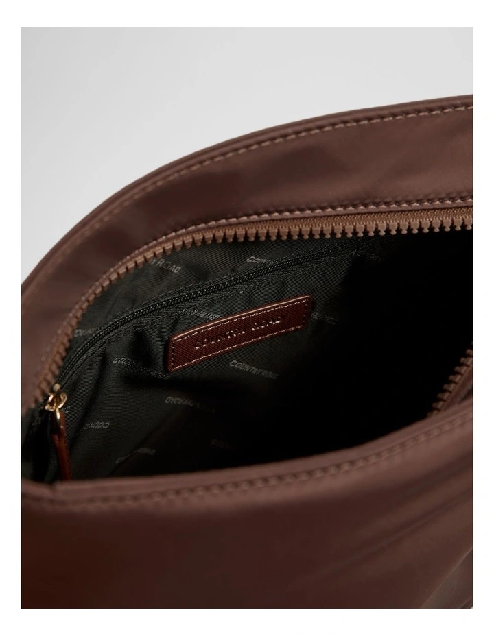 Soft Top Zip Crossbody Bag in Mocha image 4