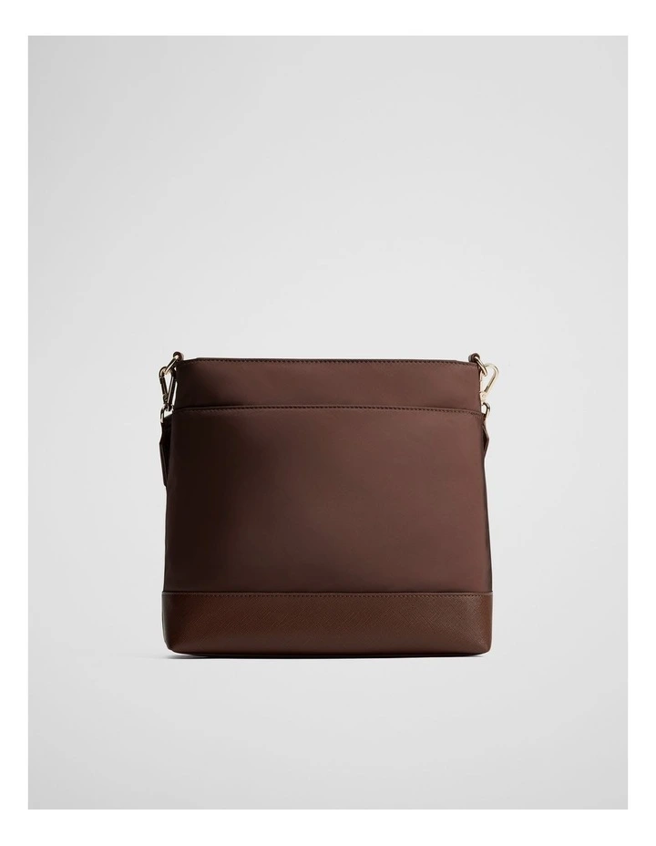 Soft Top Zip Crossbody Bag in Mocha image 5