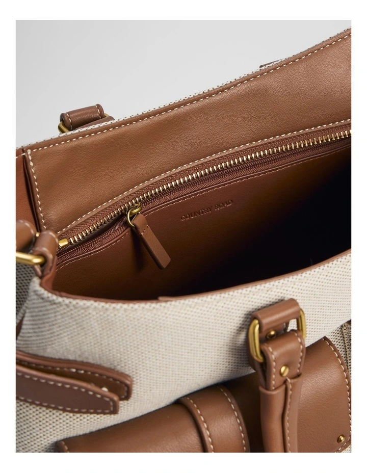 Large Stud Detail Bag in Tan image 4