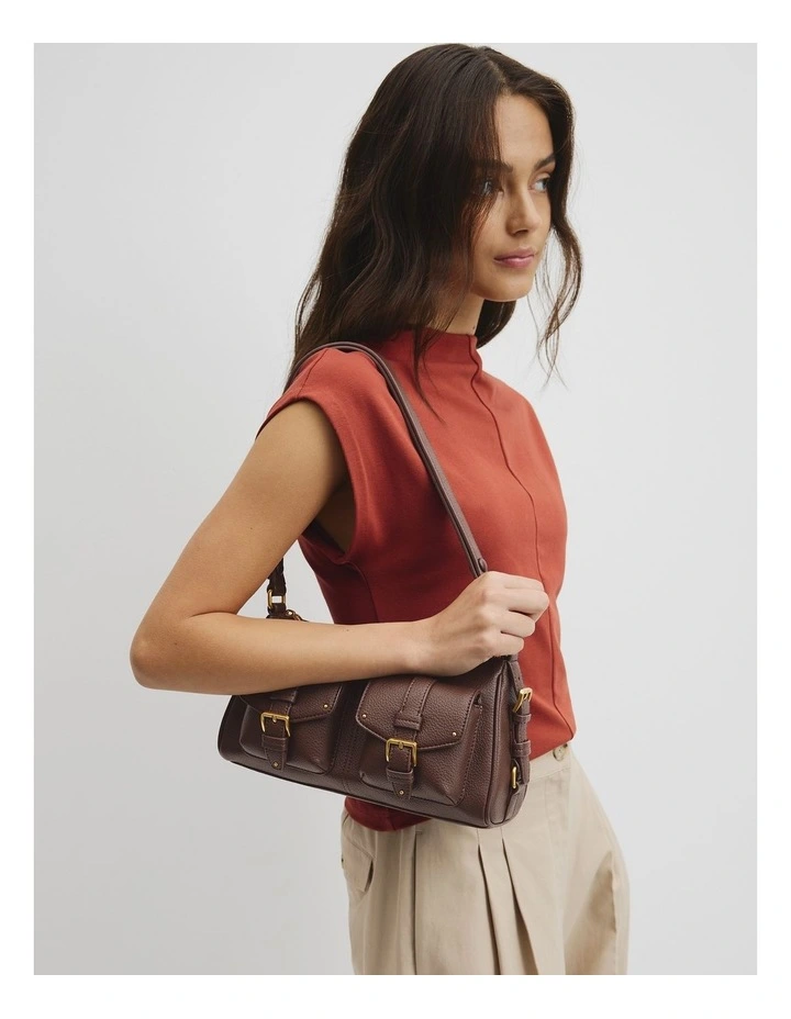 Stud Detail Shoulder Bag in Mocha image 2