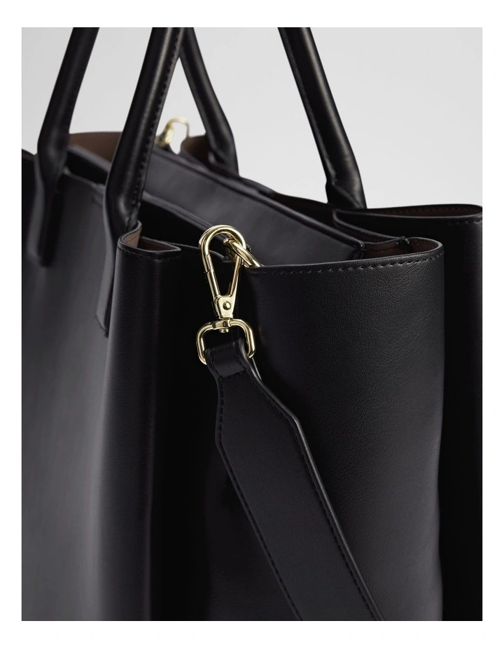 Panelled Work Tote in Black image 3