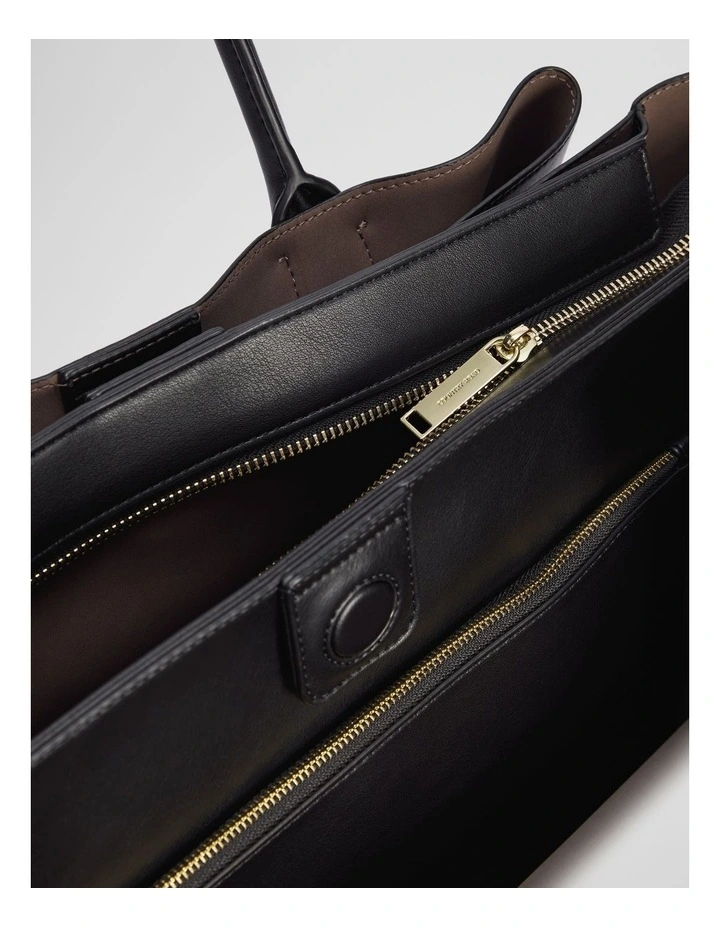 Panelled Work Tote in Black image 4