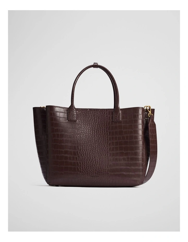 Panelled Work Tote in Chocolate image 1