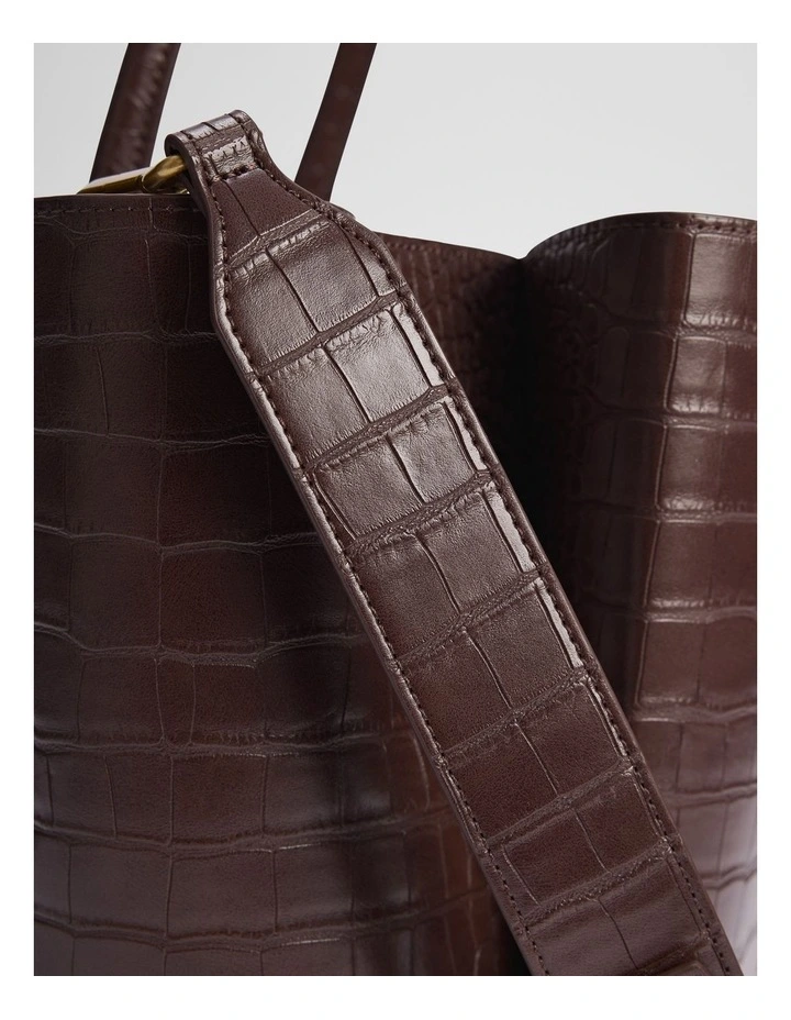Panelled Work Tote in Chocolate image 3