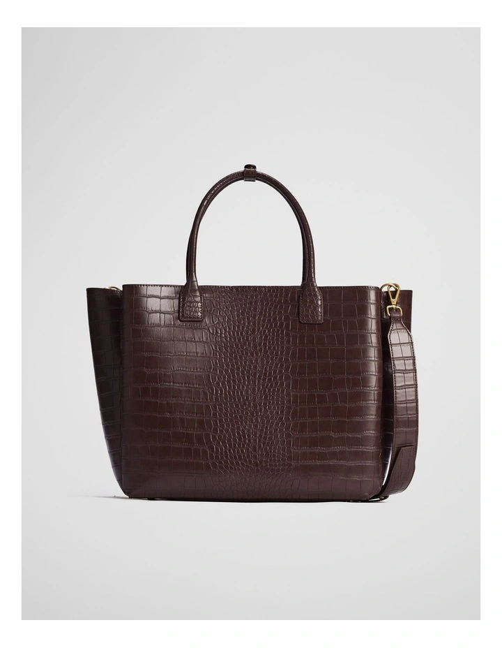 Panelled Work Tote in Chocolate image 5