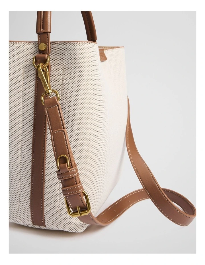 Spliced Bucket Bag in Natural image 3