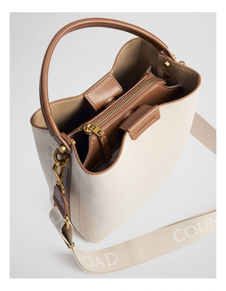 Spliced Bucket Bag in Natural image 4