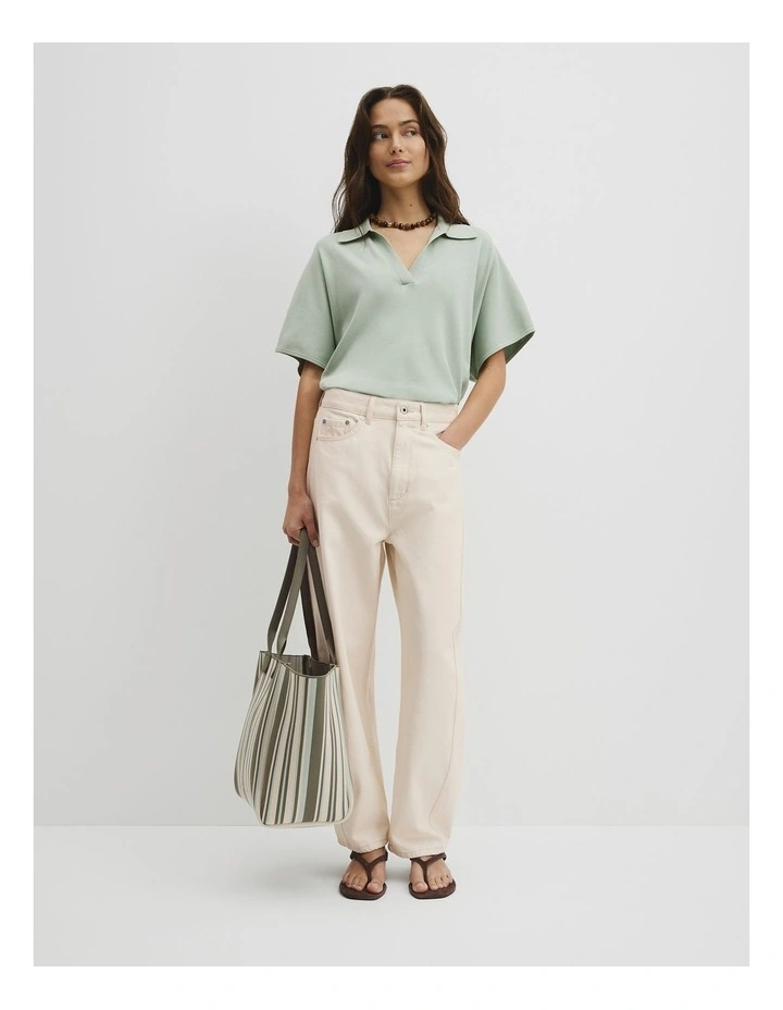 Stripe Knit Shopper in Thyme image 2