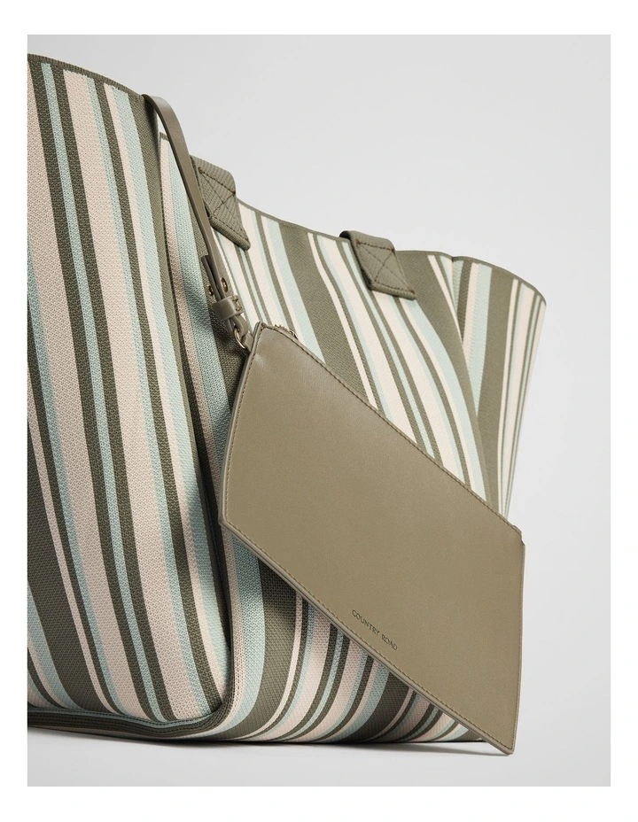 Stripe Knit Shopper in Thyme image 3