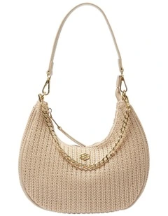 Julia Shoulder Bag in Nude/Raffia