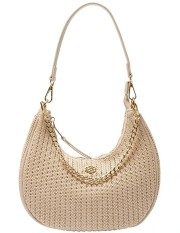 Julia Shoulder Bag in Nude/Raffia