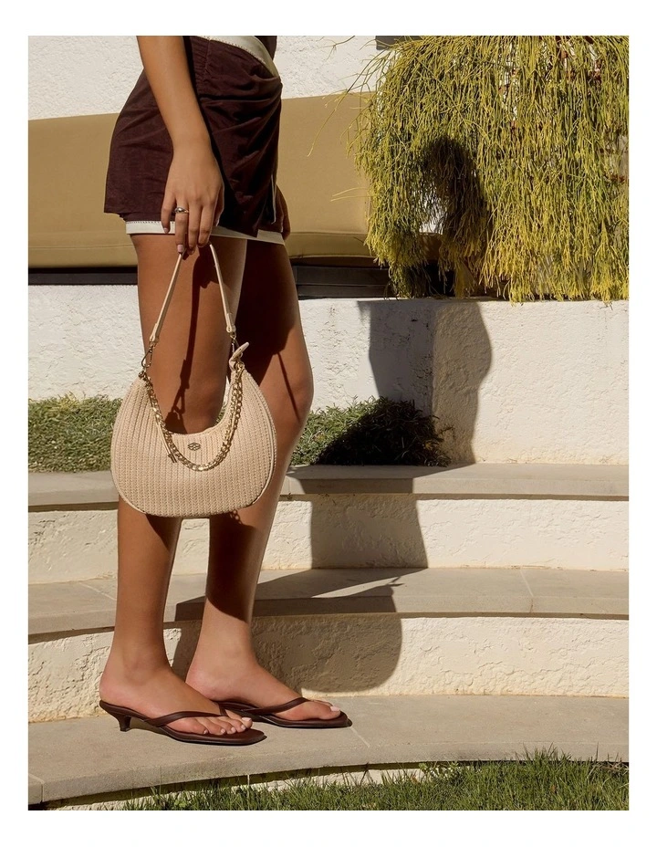 Julia Shoulder Bag in Nude/Raffia image 2