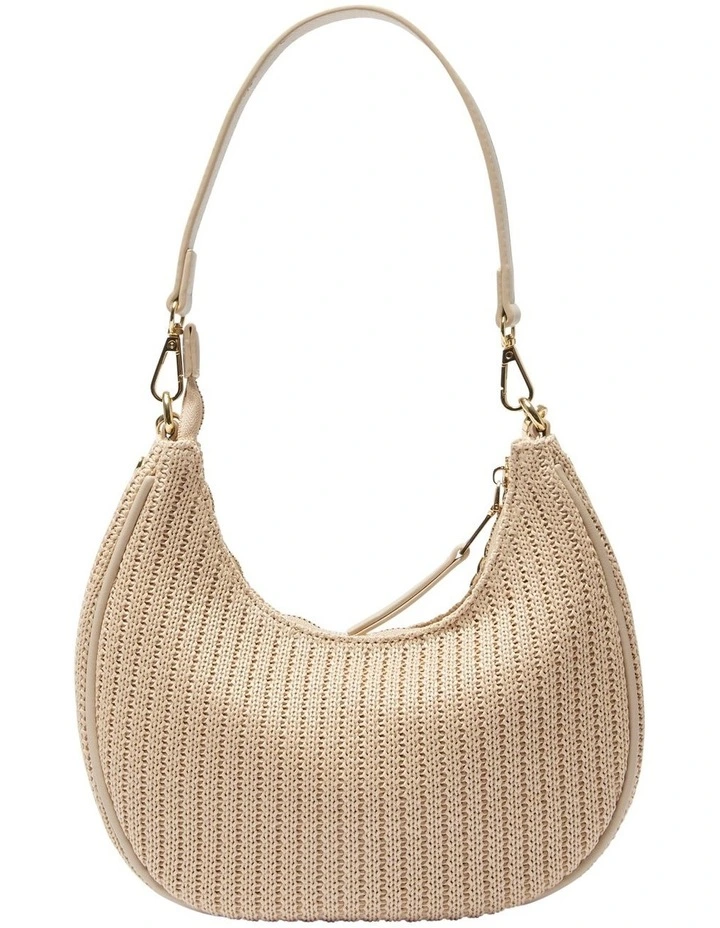 Julia Shoulder Bag in Nude/Raffia image 3