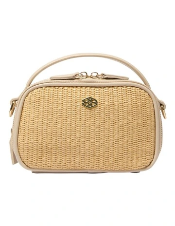 Olivia Crossbody Bag in Nude/Raffia