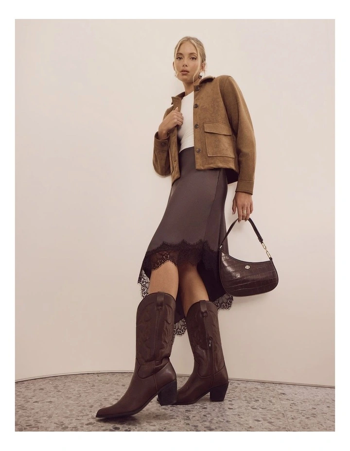 Nadia Shoulder Bags in Chocolate Croc image 2