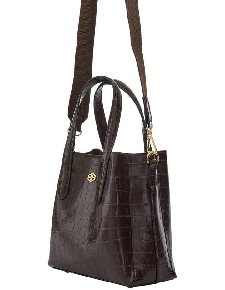 Jada Cross Body Bag in Chocolate Croc image 2