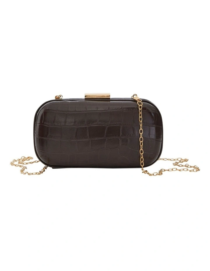 Chic Clutch Bag in Chocolate Croc image 3