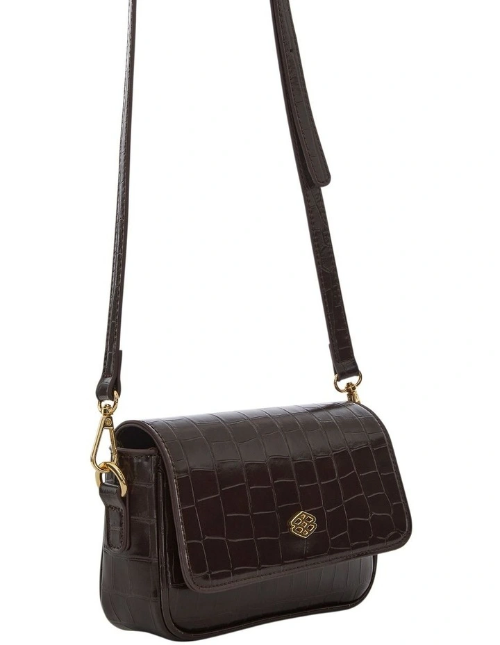 Jessie Cross Body Bag in Chocolate Croc image 2