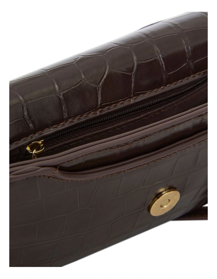 Jessie Cross Body Bag in Chocolate Croc image 3