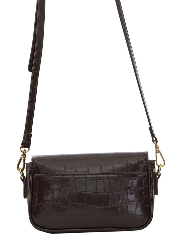 Jessie Cross Body Bag in Chocolate Croc image 4