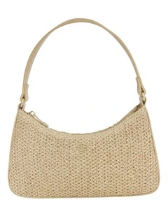 Nicole Shoulder Bag in Nude Raffia