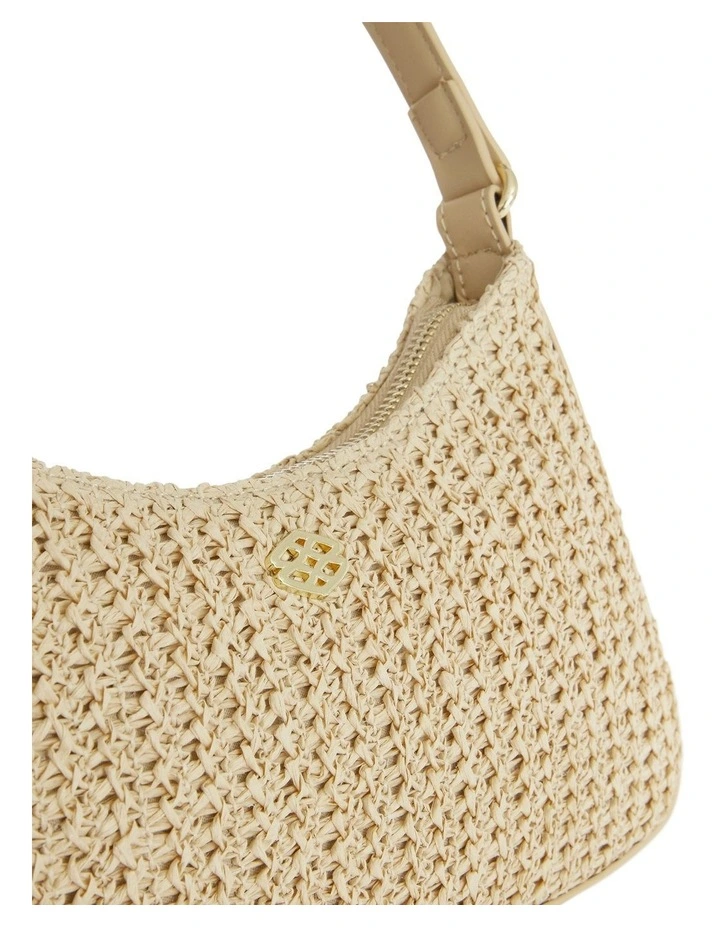 Nicole Shoulder Bag in Nude Raffia image 3