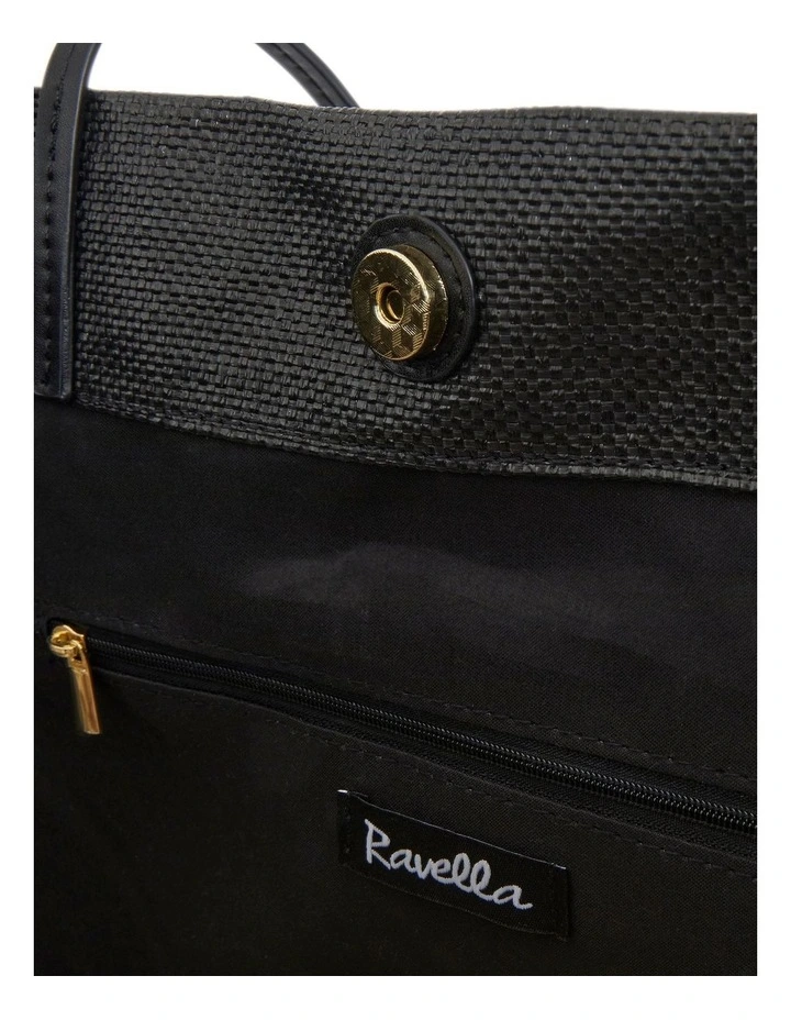 Hope Tote Bag in Black Raffia image 3