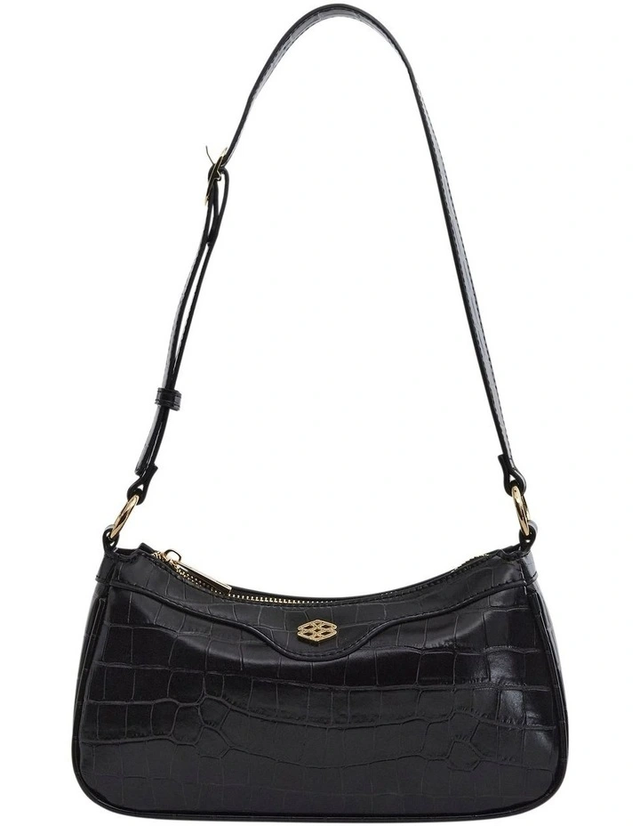 Lara Soulder Bag in Black Croc image 1