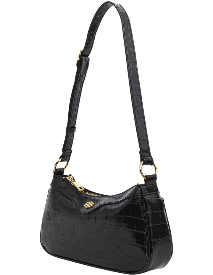 Lara Soulder Bag in Black Croc image 2