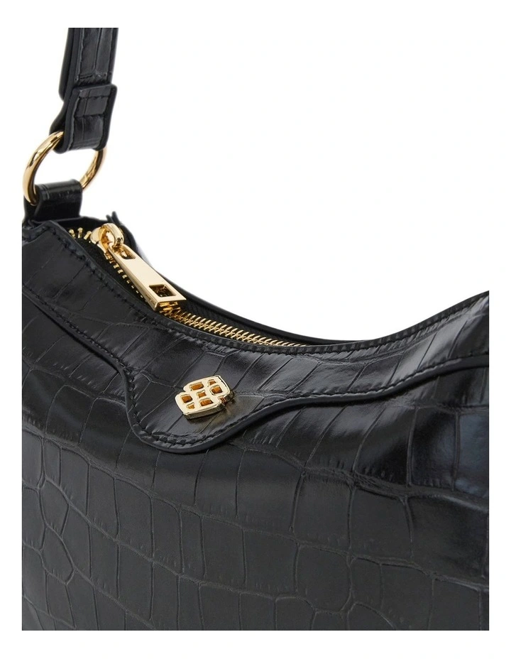 Lara Soulder Bag in Black Croc image 3