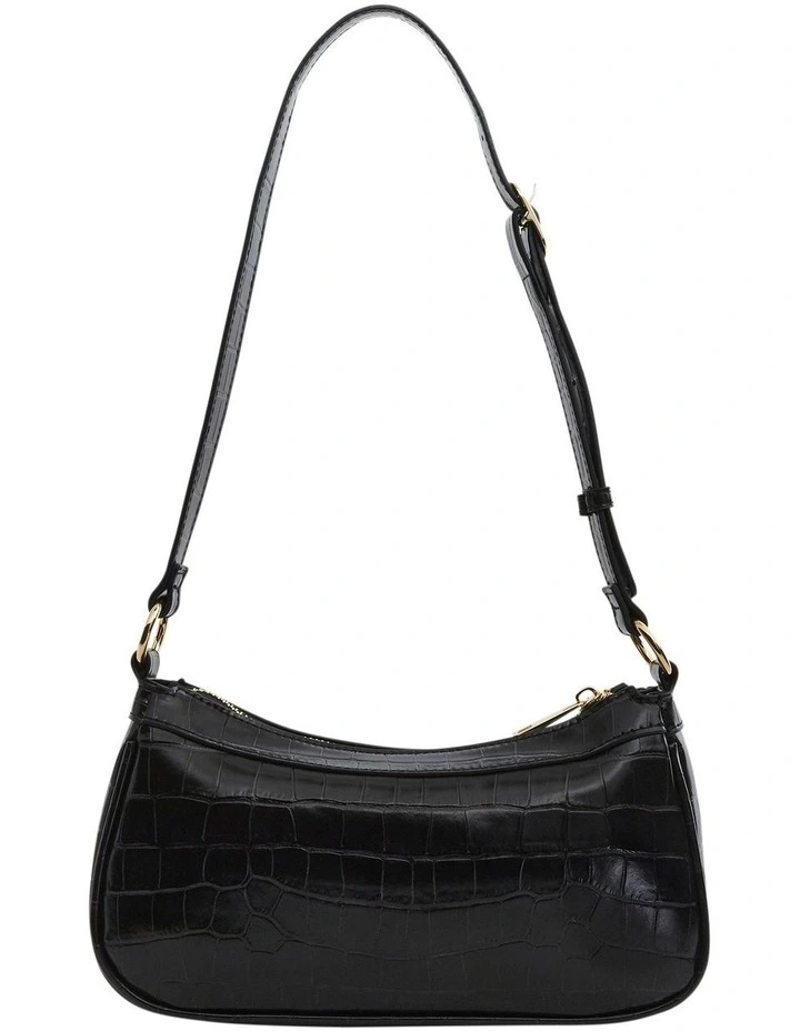 Lara Soulder Bag in Black Croc image 4
