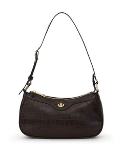 Lara Soulder Bag in Chocolate Croc
