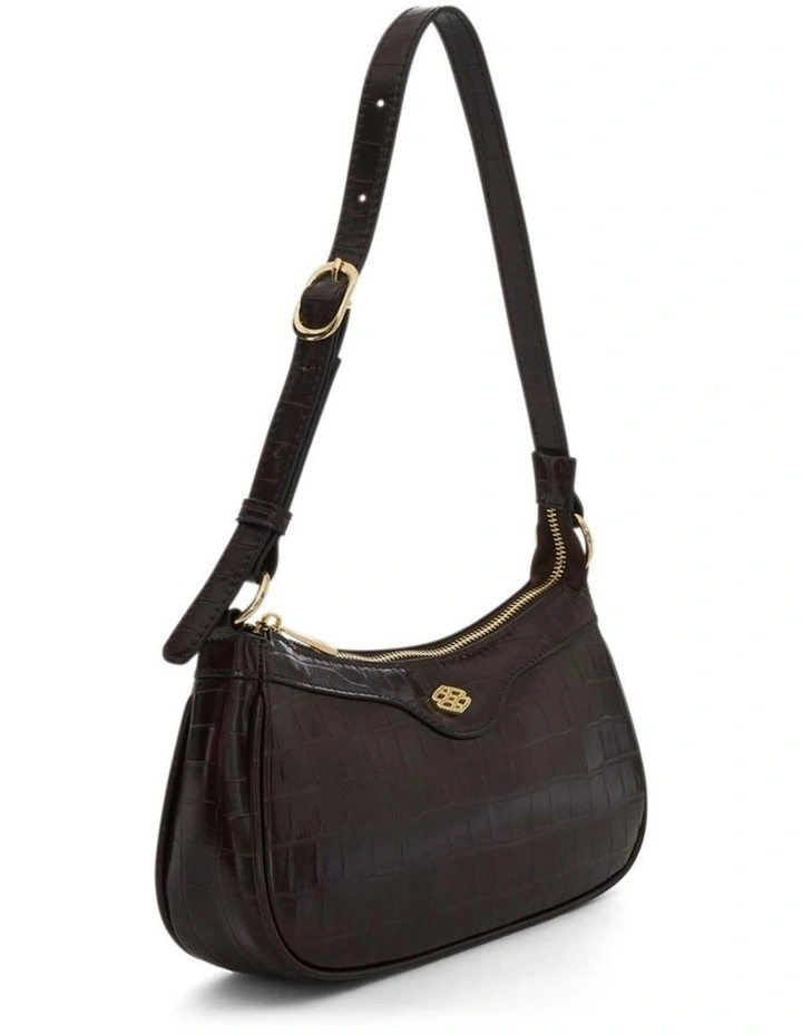 Lara Soulder Bag in Chocolate Croc image 2
