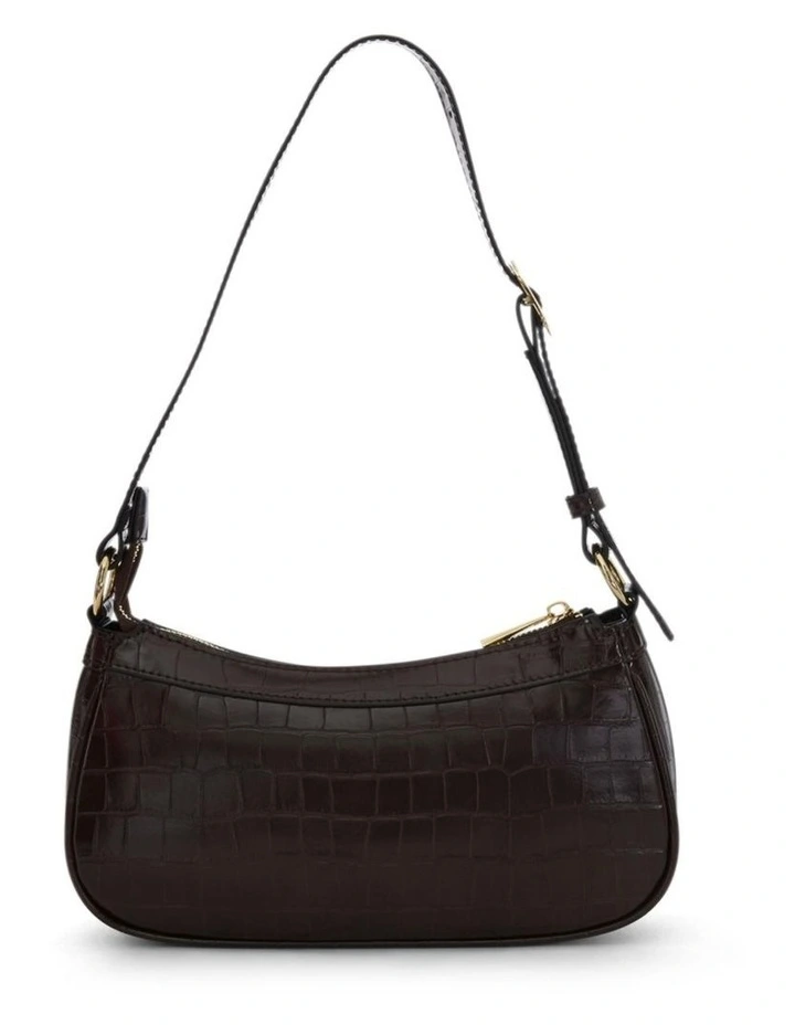Lara Soulder Bag in Chocolate Croc image 4