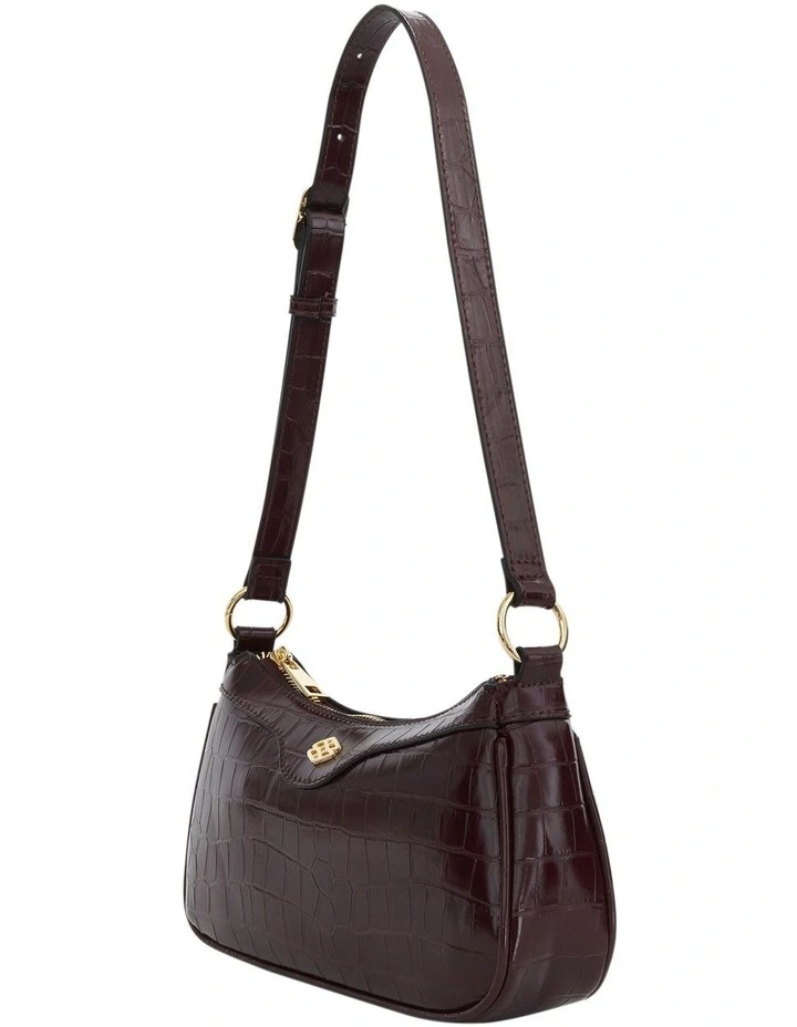Lara Soulder Bag in Wine Croc image 2