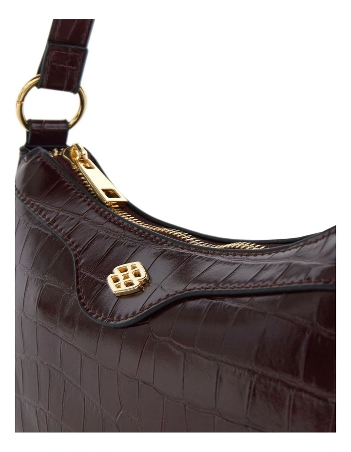 Lara Soulder Bag in Wine Croc image 3