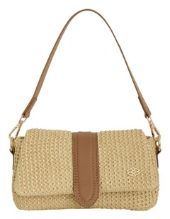Susan Shoulder Bag in Natural Raffia / Tan