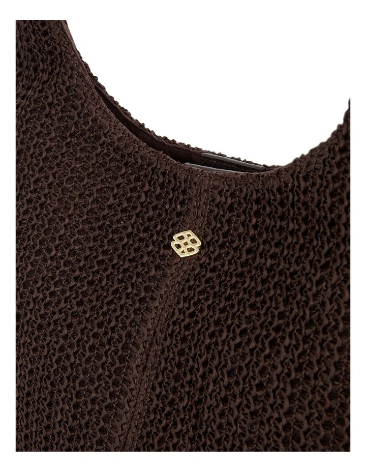 Nimble Hobo Bag in Chocolate Raffia image 3