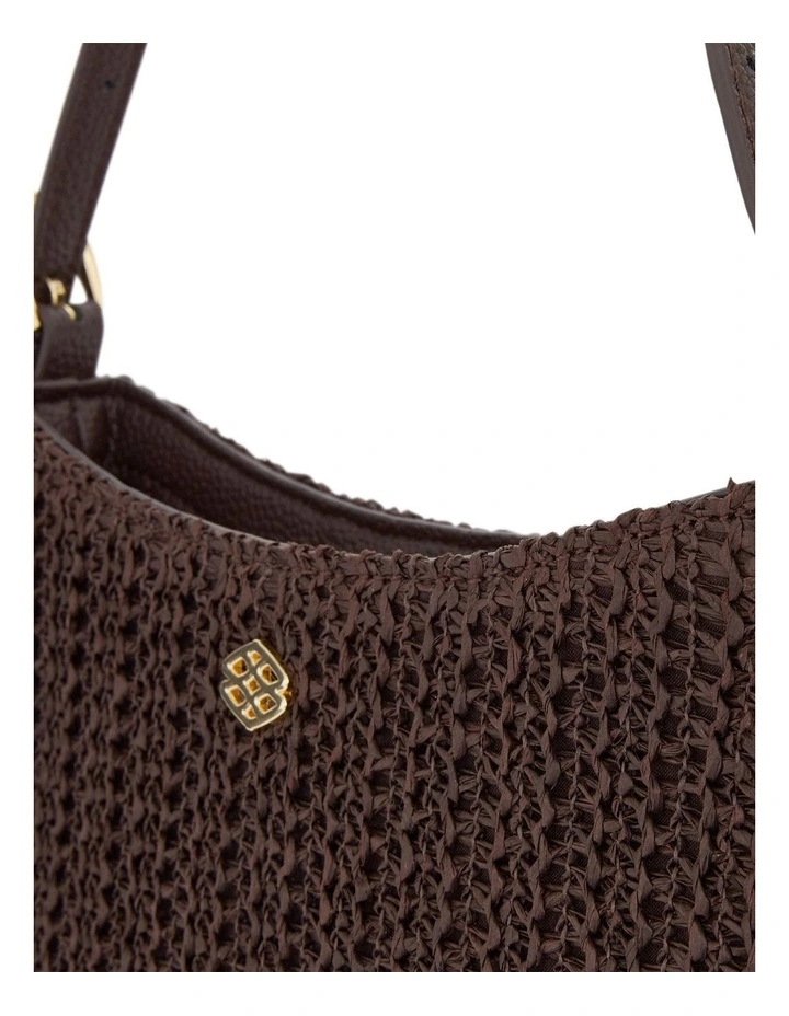 Poise Shoulder Bag in Chocolate Raffia image 3