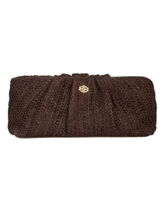 Pecan Shoulder Bag in Chocolate Raffia