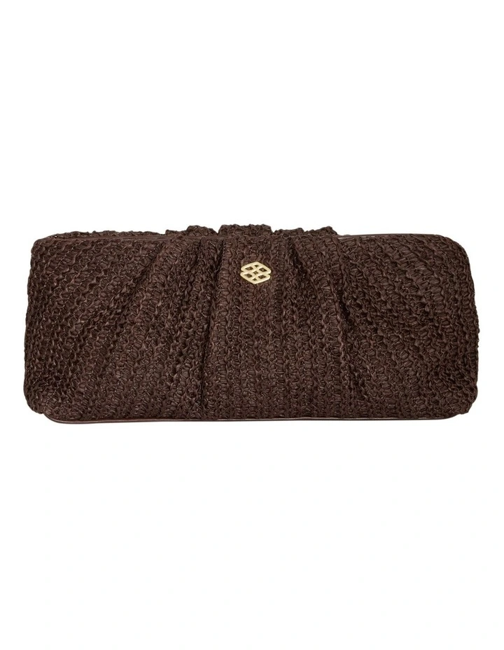 Pecan Shoulder Bag in Chocolate Raffia image 1