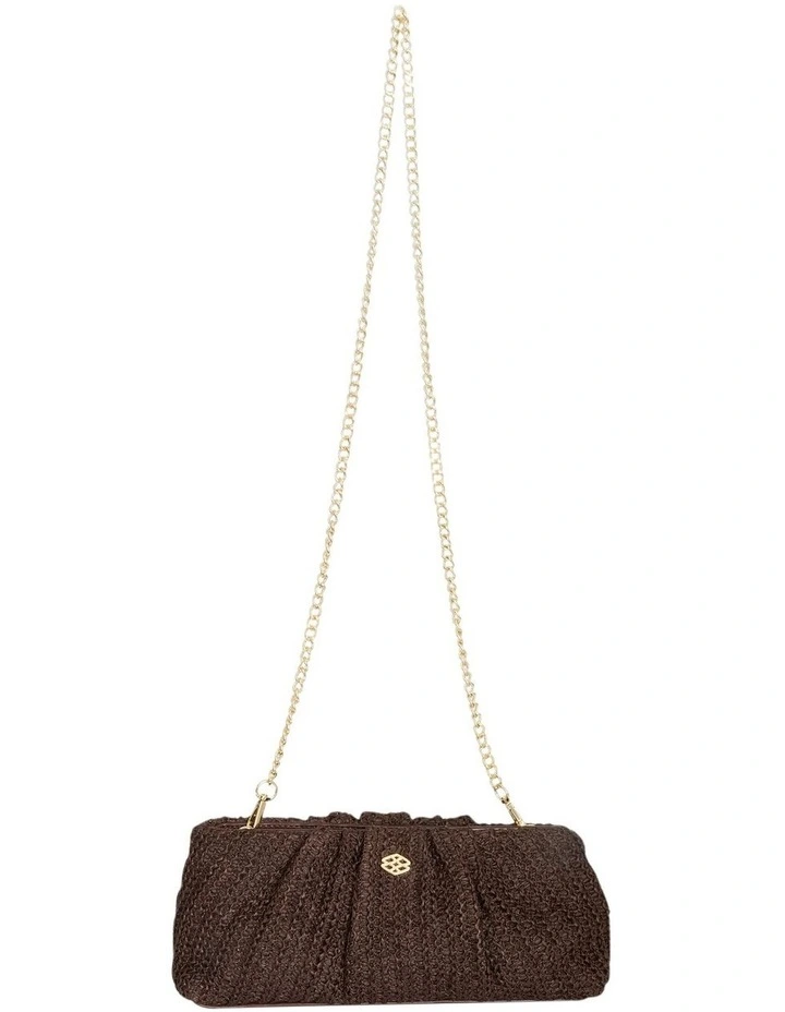 Pecan Shoulder Bag in Chocolate Raffia image 3