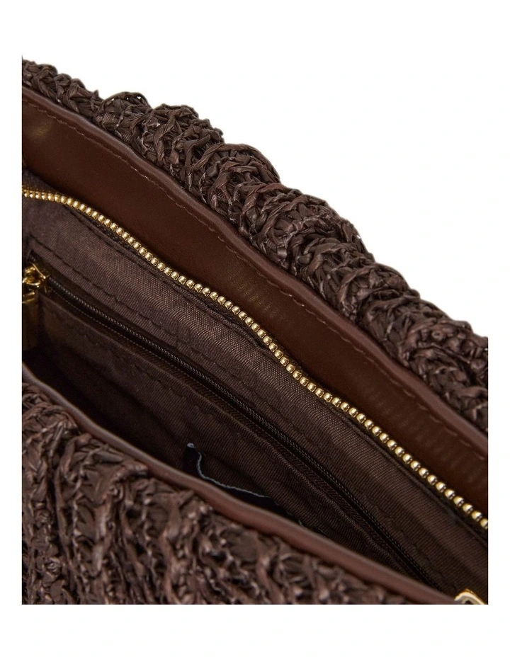 Pecan Shoulder Bag in Chocolate Raffia image 4