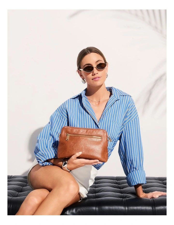 Asha Crossbody Bag in Tan Pebble image 2
