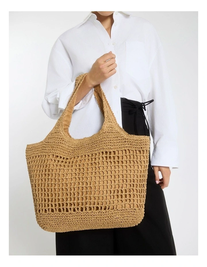 Prague Shoulder Bag in Natural Raffia image 3