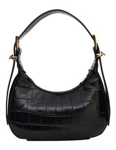 Jersey Shoulder Bag in Black Croc