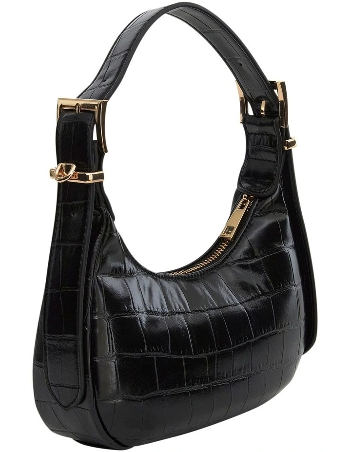 Jersey Shoulder Bag in Black Croc image 2