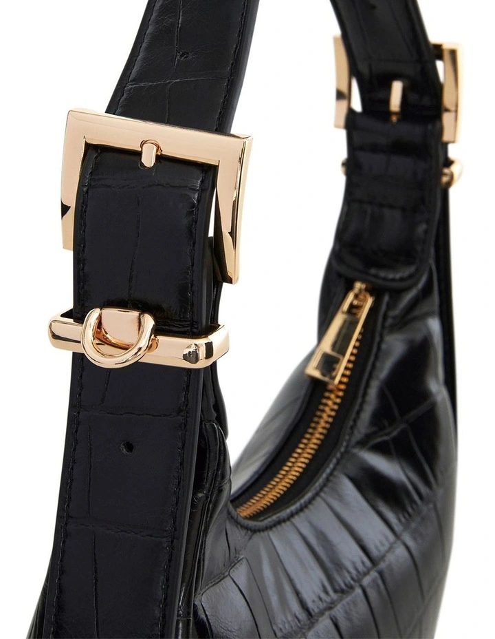 Jersey Shoulder Bag in Black Croc image 3